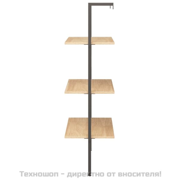 Етажерка стълба с 3 рафта светлокафяво и черно 64x35x120,5 см