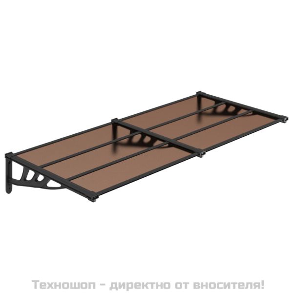 Навес за врата, черен, 199x90 см, поликарбонат