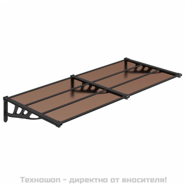 Навес за врата, черен, 152,5x90 см, поликарбонат