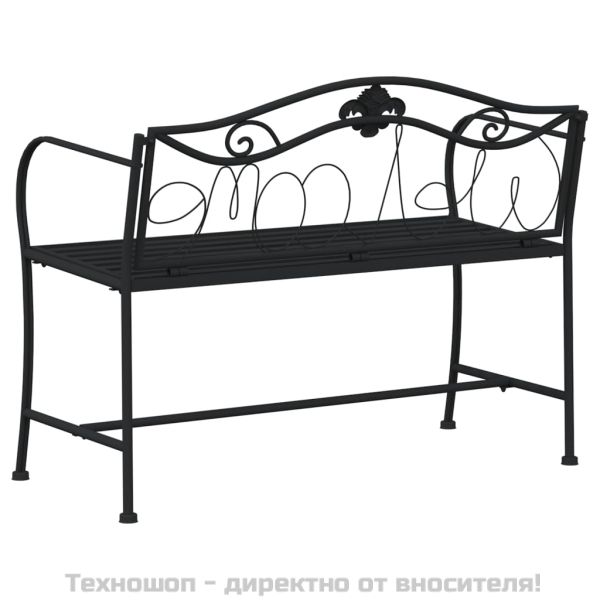 2-местна градинска пейка, 104 см, черна, стомана