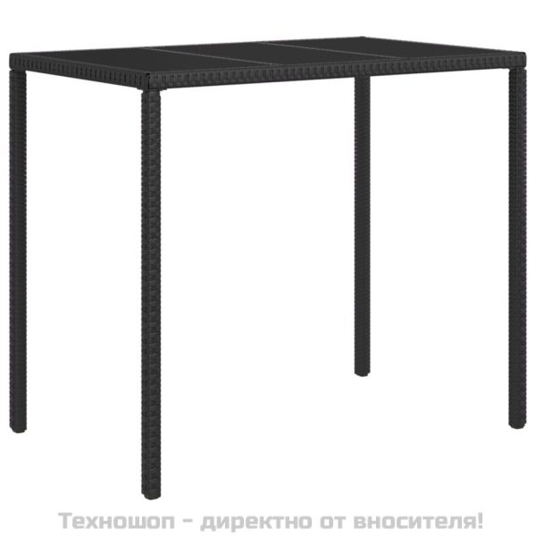 Градински лаундж комплект с възглавници 4 части черен полиратан