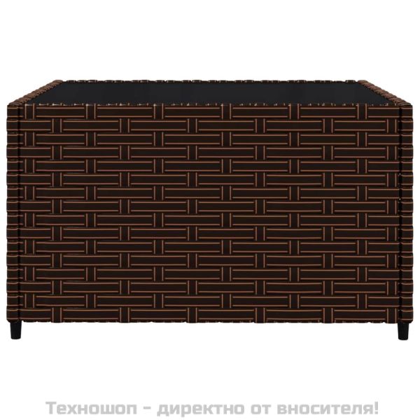 Градински комплект с възглавници, 3 части, кафяв, полиратан