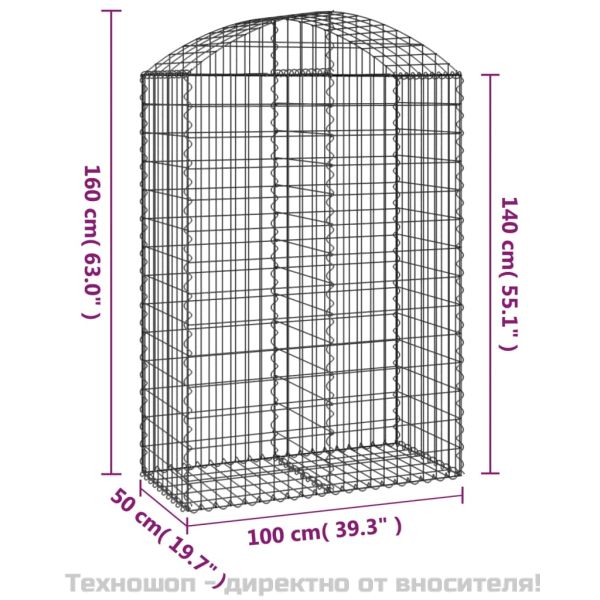 Дъговидна габионна кошница 100x50x140/160 см поцинковано желязо