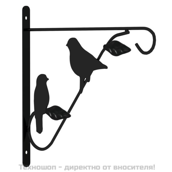 Стенна стойка за висящи саксии 4 бр черни стомана