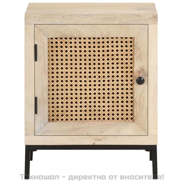 Нощно шкафче, 40x30x50 см, мангово дърво масив и тръстика