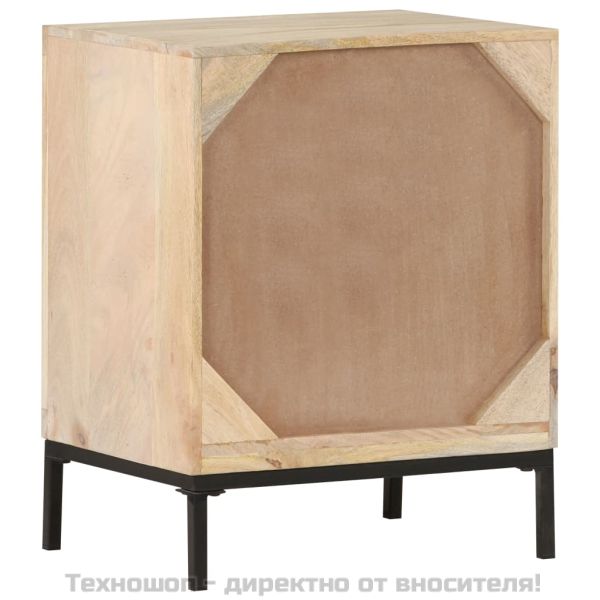 Нощно шкафче, 40x30x50 см, мангово дърво масив и тръстика