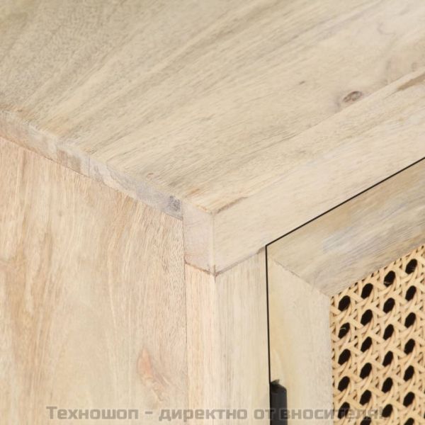 Нощно шкафче, 40x30x50 см, мангово дърво масив и тръстика