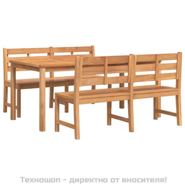 Градински трапезен комплект, 3 части, тиково дърво масив