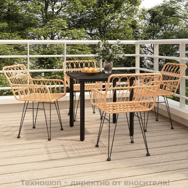 Градински трапезен комплект от 5 части, полиратан