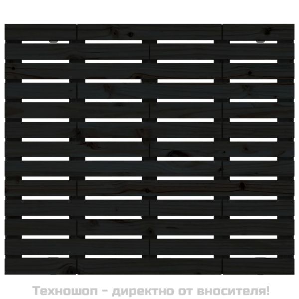 Стенна табла за спалня, черна, 141x3x91,5см, борово дърво масив