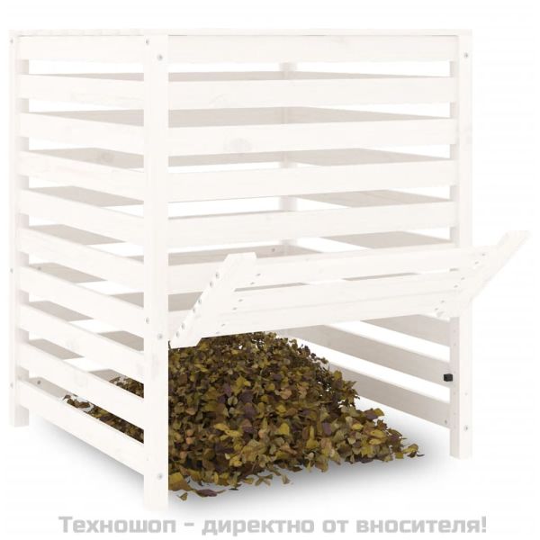 Компостер, бял, 82,5x82,5x99,5 см, борово дърво масив