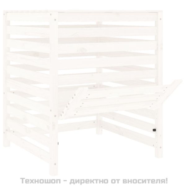 Компостер, бял, 82,5x82,5x99,5 см, борово дърво масив