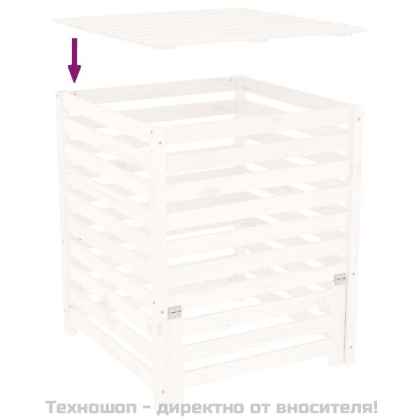 Компостер, бял, 82,5x82,5x99,5 см, борово дърво масив