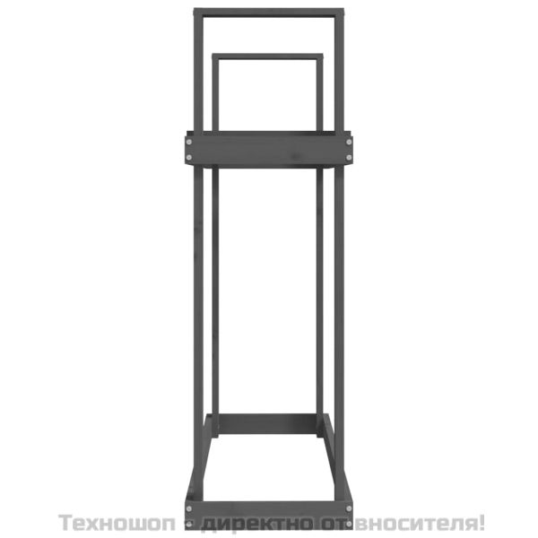 Поставка за дърва за огрев сива 110x35x108,5 масивно дърво бор
