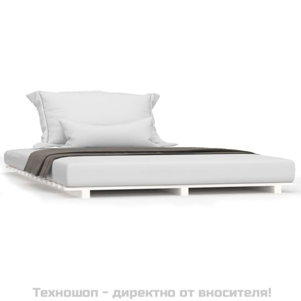 Рамка за легло, бяла, 120х200 см, бор масив