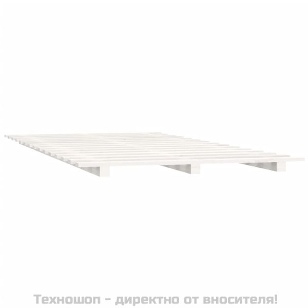 Рамка за легло, бяла, 120х200 см, бор масив