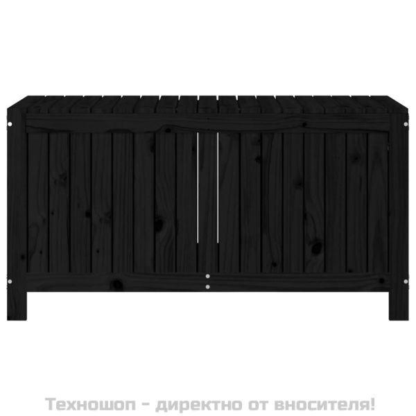 Кутия за съхранение, черна, 121x55x64 см, борово дърво масив