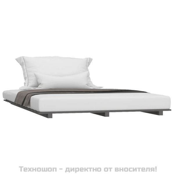 Рамка за легло, сива, 120х200 см, бор масив