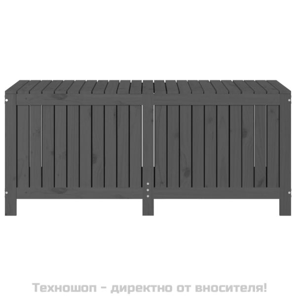 Кутия за съхранение, сива, 147x68x64 см, борово дърво масив