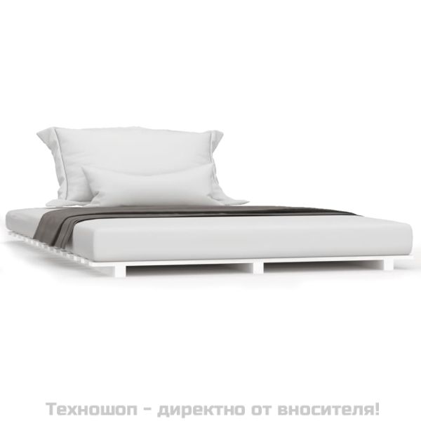 Рамка за легло, бяла, бор масив, 135x190 см