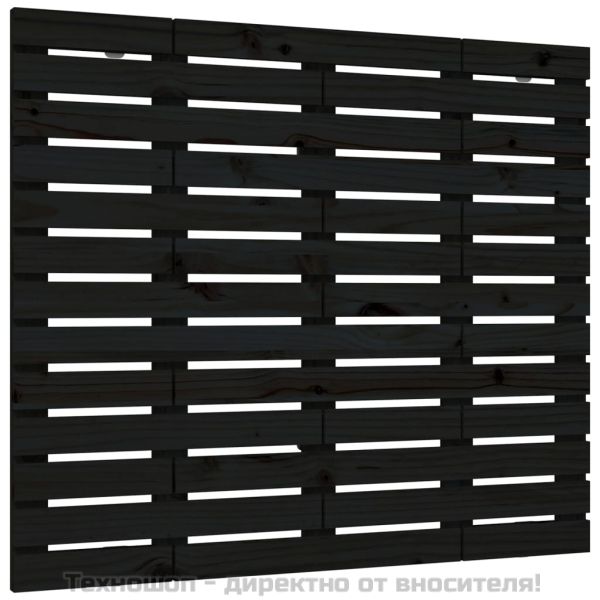 Стенна табла за спалня, черна, 96x3x91,5 см, борово дърво масив