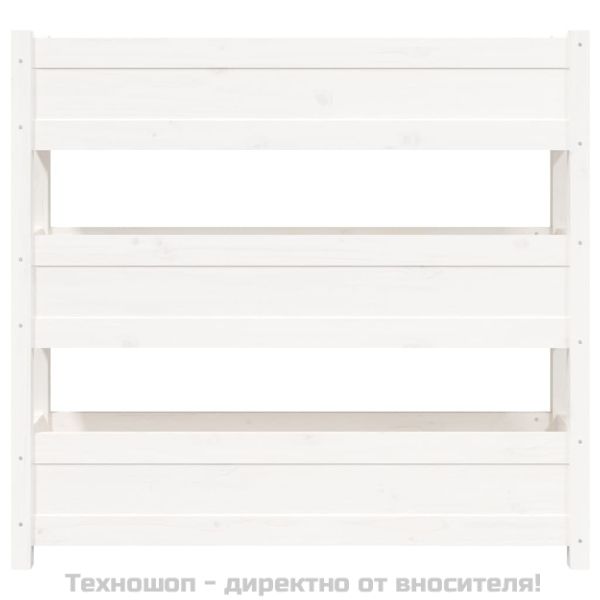 Плантер, бяла, 112x25x104,5 см, борово дърво масив