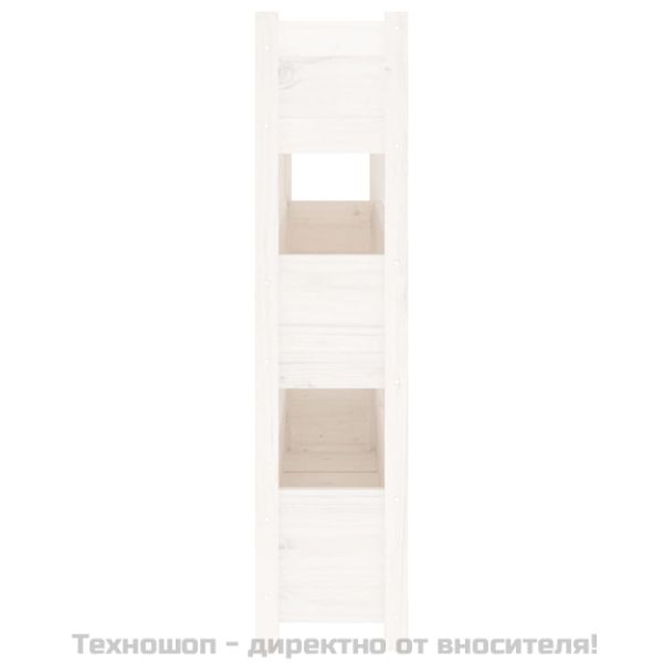 Плантер, бяла, 112x25x104,5 см, борово дърво масив