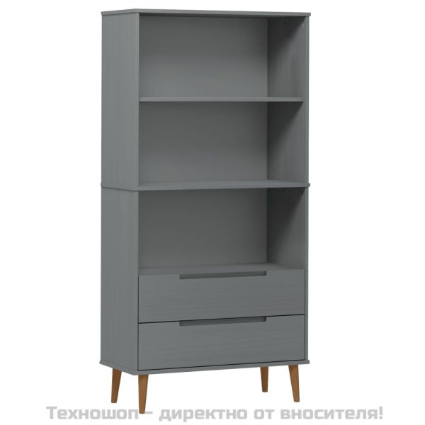Етажерка за книги MOLDE сива 85x35x170,5 см масивно дърво бор