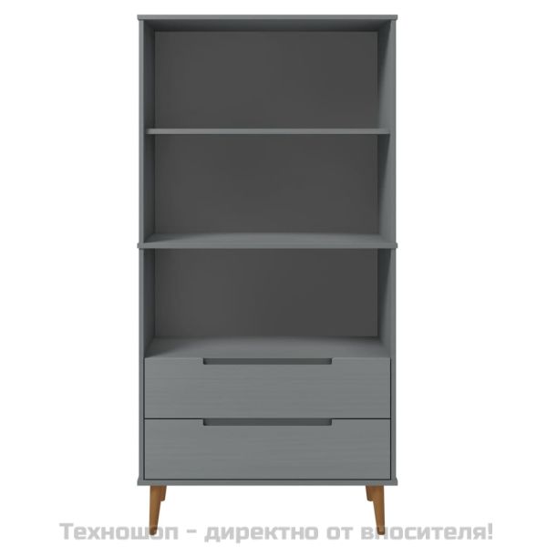 Етажерка за книги MOLDE сива 85x35x170,5 см масивно дърво бор