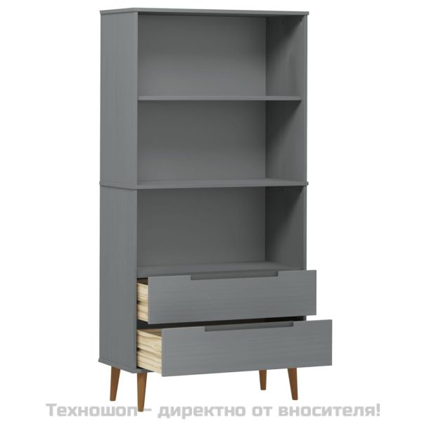 Етажерка за книги MOLDE сива 85x35x170,5 см масивно дърво бор