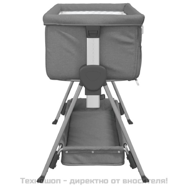 Бебешко легло с матрак, тъмносив, ленен плат