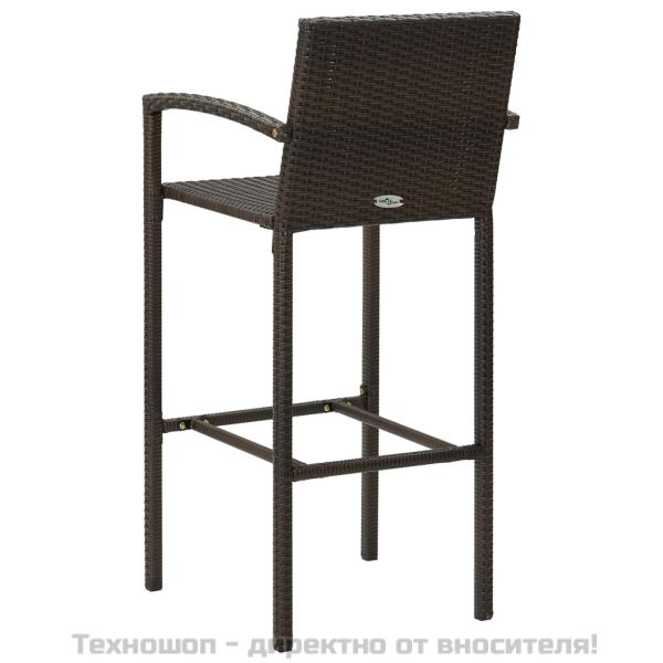 Градински бар комплект с подлакътници, 5 части, кафяв полиратан