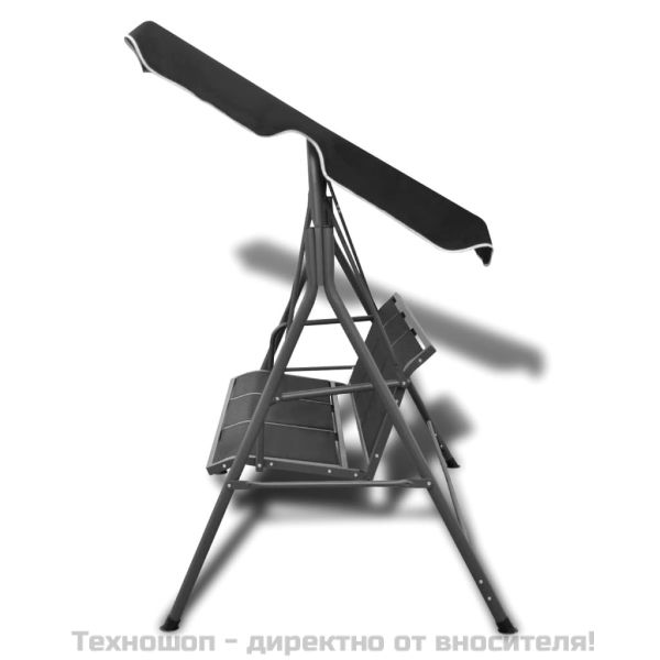 Градинска пейка-люлка със сенник, черна