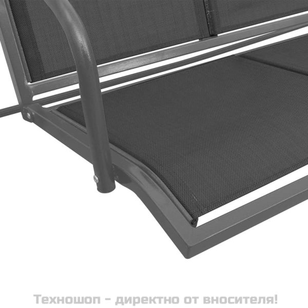 Градинска пейка-люлка със сенник, черна