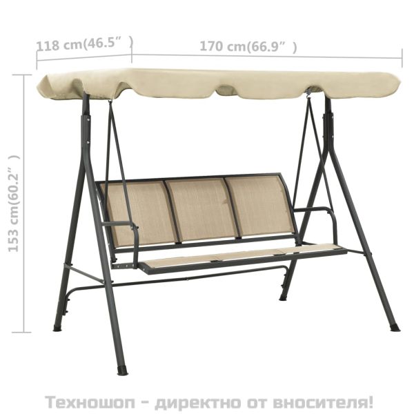 Градинска люлка с навес, антрацит и пясък