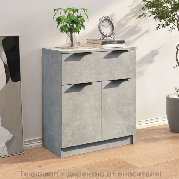 Сайдборд, бетонно сив, 60x30x70 см, инженерно дърво