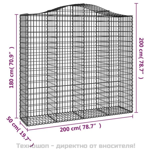 Габионни кошници арка 4 бр 200x50x180/200 см поцинковано желязо