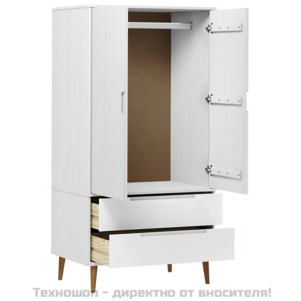 Гардероб MOLDE, бял, 90x55x175 см, бор масив