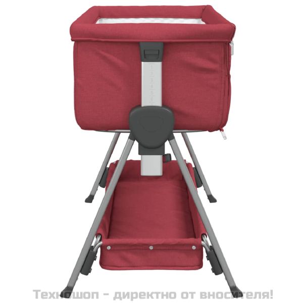 Бебешко легло с матрак, червено, ленен плат