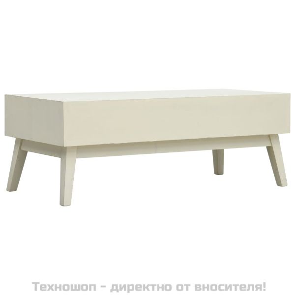 Кафе маса с 2 чекмеджета, дърворезба, сива, 110x50x40 см, дърво