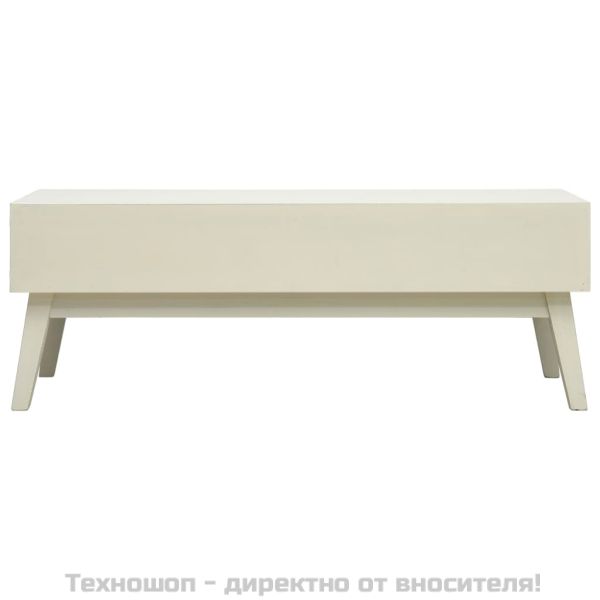 Кафе маса с 2 чекмеджета, дърворезба, сива, 110x50x40 см, дърво