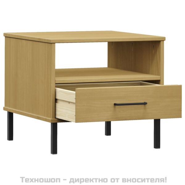 Нощна масичка с метални крака, кафява, бор масив, OSLO