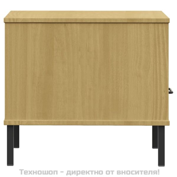 Нощна масичка с метални крака, кафява, бор масив, OSLO