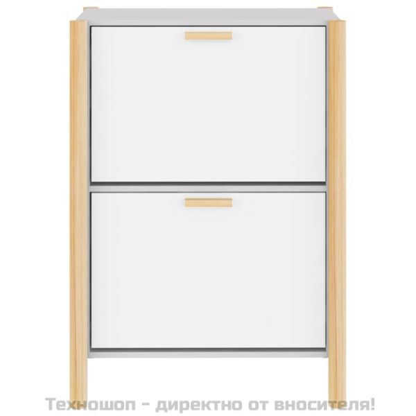 Шкаф за обувки, бял, 57,5x33x80 см, инженерно дърво