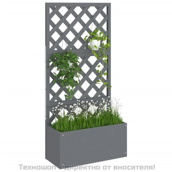 Плантер с пергола, сив, 65x33x135 см, WPC