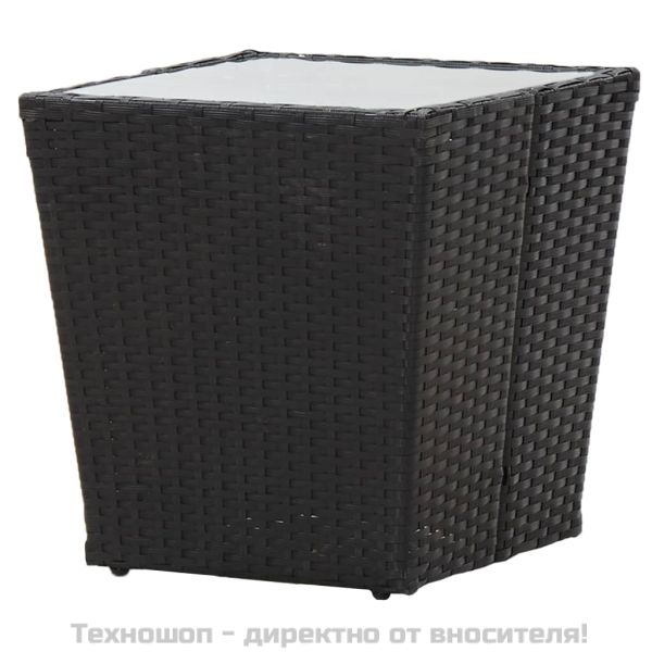 Градински бистро комплект, 3 части, полиратан, сив