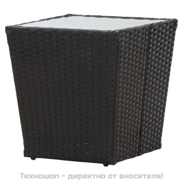 Градински бистро комплект, 3 части, полиратан, сив