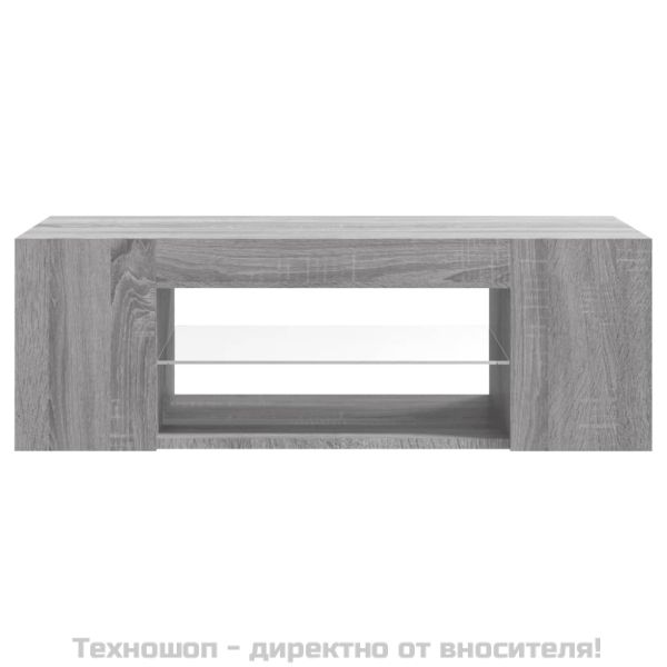 ТВ шкаф с LED осветление, сив сонома, 90x39x30 см