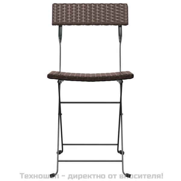 Сгъваеми бистро столове, 8 бр, кафяви, полиратан и стомана