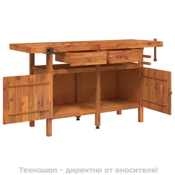Работна маса с чекмеджета и менгемета 162x62x83 см акация масив